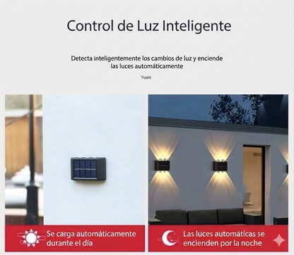 Lámpara de pared solar LED para exteriores, resistente al agua, con sensor crepuscular, para jardín, patio, porche, camino, terraza y decoración del hogar.