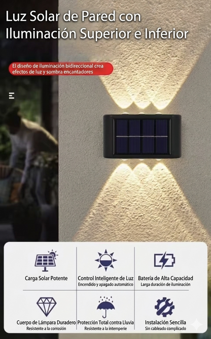 Lámpara de pared solar LED para exteriores, resistente al agua, con sensor crepuscular, para jardín, patio, porche, camino, terraza y decoración del hogar.