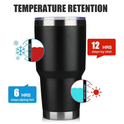 1 30oz Car Cup, Car Thermos Cup with Sealed Sliding Lid, Coffee Cup, Office Cup, Gift Cup, Cold-Keeping Cup, Snowman Cup, Powder Coating for Added Safety, Dishwasher Safe