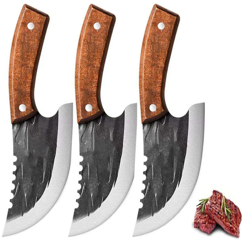 Forged Meat Cleaver Kitchen Chef Knife Fishing Boning Fruit Cutting Knife BBQ Butcher Portable Utility Pocket Viking Knife