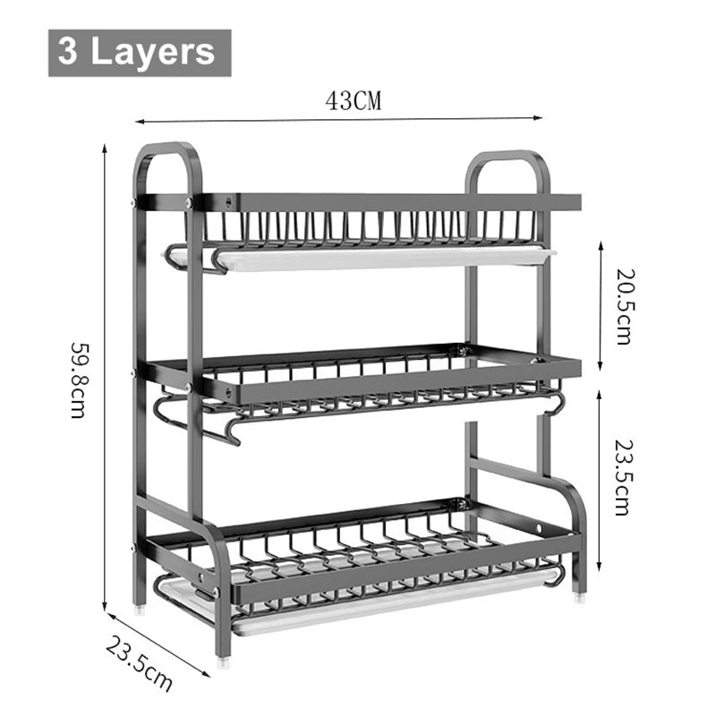 Over The Sink Dish Drying Rack, 2/3 Tier Above Sink Dish Drainer Drying Rack with Utensil Holder for Kitchen Counter