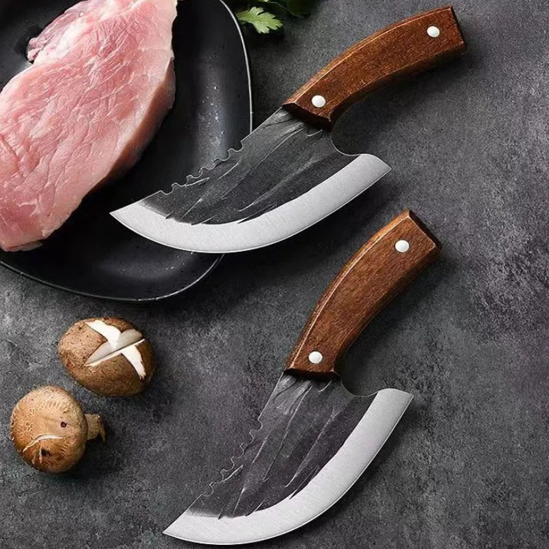 Forged Meat Cleaver Kitchen Chef Knife Fishing Boning Fruit Cutting Knife BBQ Butcher Portable Utility Pocket Viking Knife