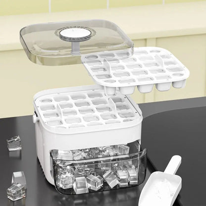 Máquina de hielo de 50 cubitos con tapa de fácil presión, máquina de hielo de doble capa, refrigerador, almacenamiento de hielo doméstico.
