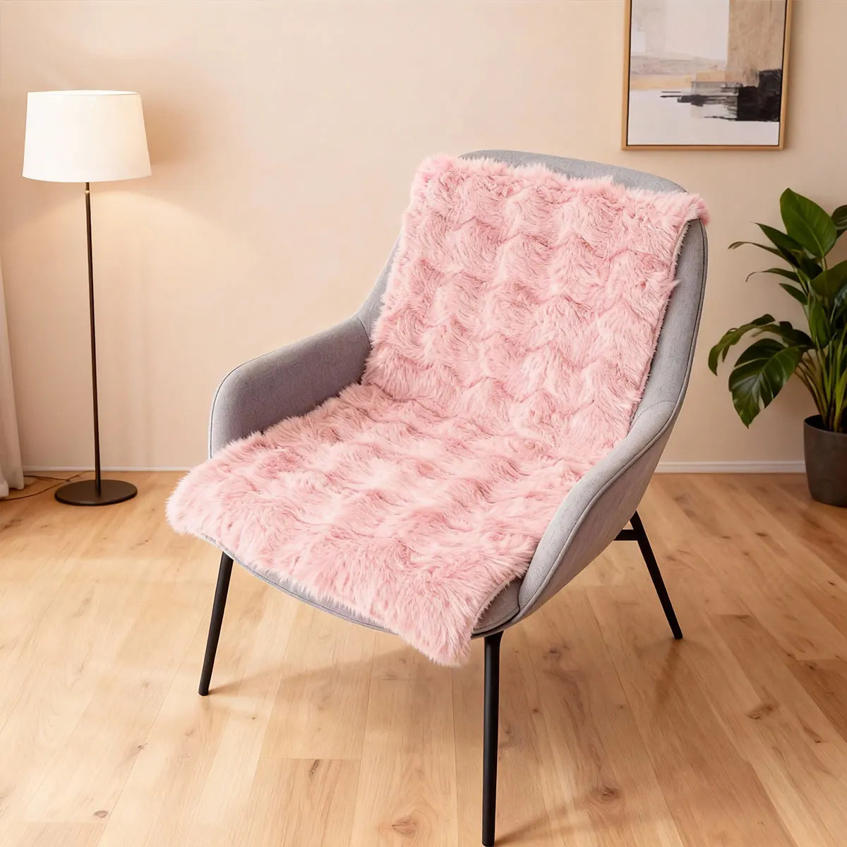 Faux Fur Chair Pad - Soft Fluffy Non-Slip Chair Cover Mat, Warm Cozy Living Room Sofa Chair Decor Cushion