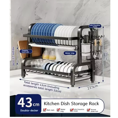 Over The Sink Dish Drying Rack, 2/3 Tier Above Sink Dish Drainer Drying Rack with Utensil Holder for Kitchen Counter