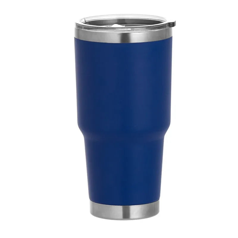1 30oz Car Cup, Car Thermos Cup with Sealed Sliding Lid, Coffee Cup, Office Cup, Gift Cup, Cold-Keeping Cup, Snowman Cup, Powder Coating for Added Safety, Dishwasher Safe