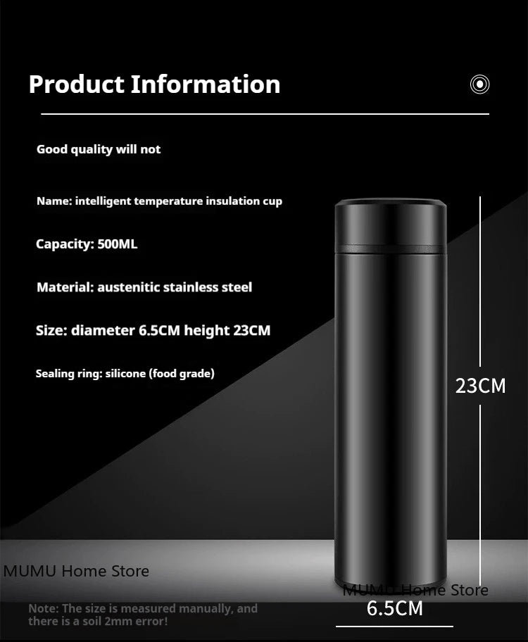 500ML Intelligent Temperature Display Thermos Bottle Vacuum Flask 304 Stainless Steel Sports Water Cup Car Insulated Cup