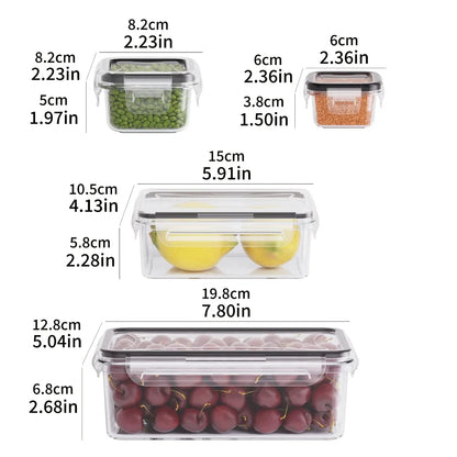 Juego de 8 recipientes herméticos para alimentos, libres de BPA, con tapas de cierre hermético. Fabricados en plástico PP, aptos para microondas y congelador.