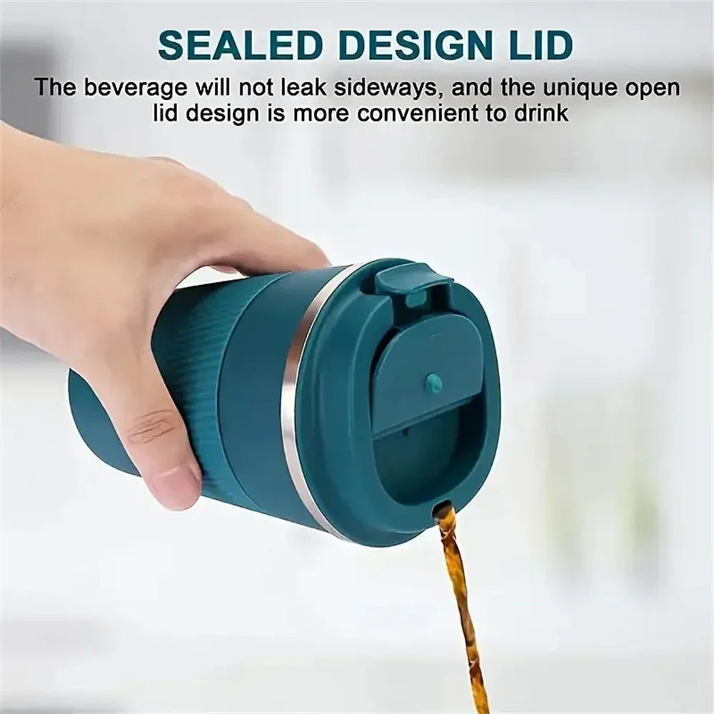 New Thermo Cafe Thermo Cup for Tea Water Coffee Double Stainless Steel 380/510ML  Coffee Mug Car Thermos Mug Leak_Proof Travel