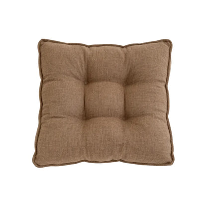 Comfortable Linen-Look Bread Seat Cushion 9-Hole Tufted Thickened Easy Clean Dirt-Resistant Chair Pad for Sofa Office Floor