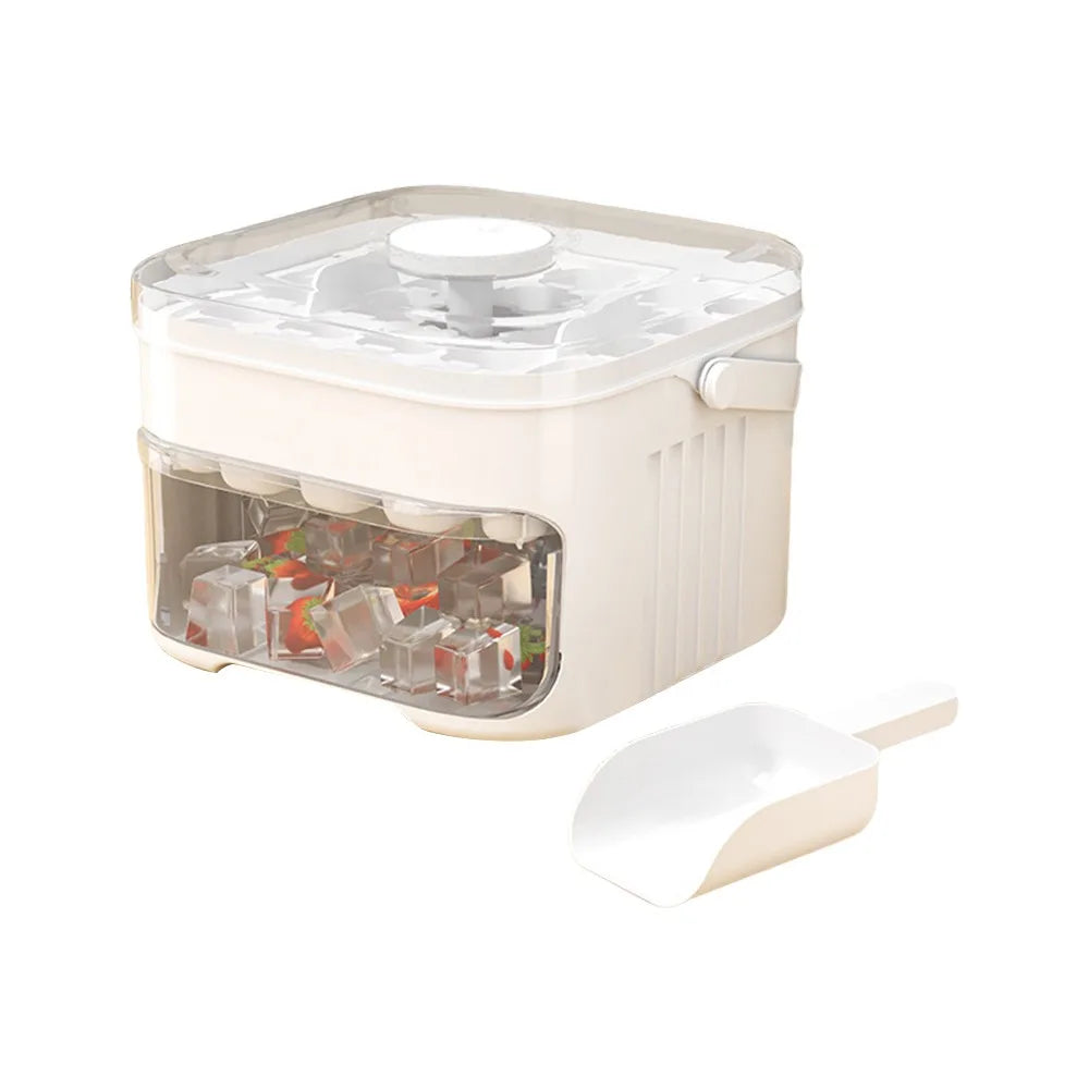 Máquina de hielo de 50 cubitos con tapa de fácil presión, máquina de hielo de doble capa, refrigerador, almacenamiento de hielo doméstico.