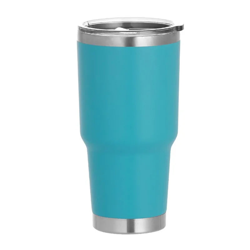 1 30oz Car Cup, Car Thermos Cup with Sealed Sliding Lid, Coffee Cup, Office Cup, Gift Cup, Cold-Keeping Cup, Snowman Cup, Powder Coating for Added Safety, Dishwasher Safe