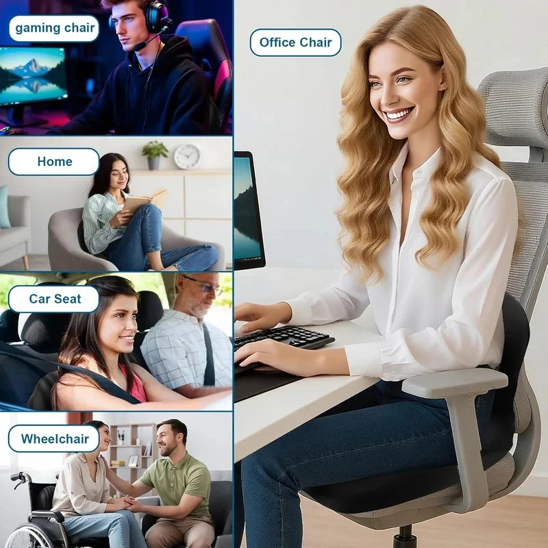 Ergonomic Memory Foam Lumbar Support Cushion Back Pain Relief for Office Chair Car Seat Long Sitting Comfort Daily Use