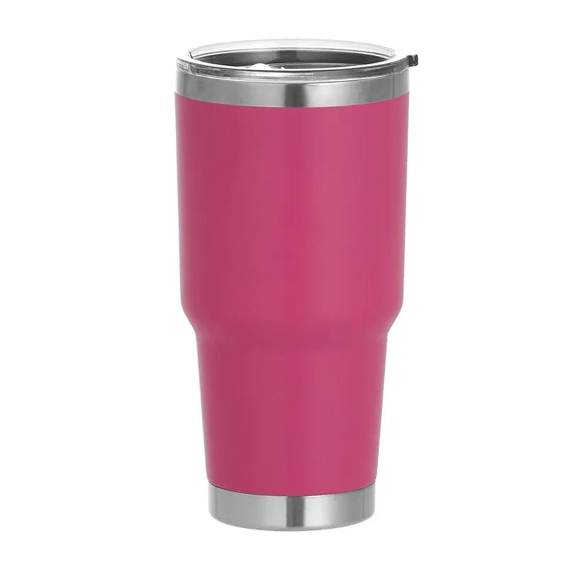 1 30oz Car Cup, Car Thermos Cup with Sealed Sliding Lid, Coffee Cup, Office Cup, Gift Cup, Cold-Keeping Cup, Snowman Cup, Powder Coating for Added Safety, Dishwasher Safe