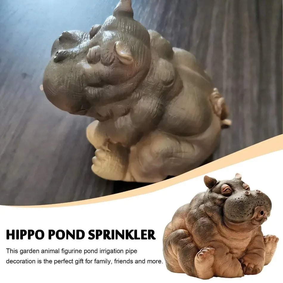 New Resin Garden Fountains Hanna The Hippo African Decor Piped Pond Spitter Statue Water Feature 10 Inch Polyresin Full Color