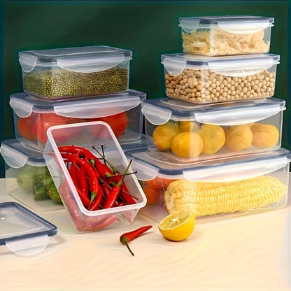 Juego de 8 recipientes herméticos para alimentos, libres de BPA, con tapas de cierre hermético. Fabricados en plástico PP, aptos para microondas y congelador.