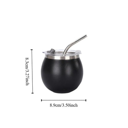 Mini Double Wall Argentine Yerba Mate Cup with Straw and Lid 5oz Portable Egg Cup Stainless Steel Insulated Cups Gift