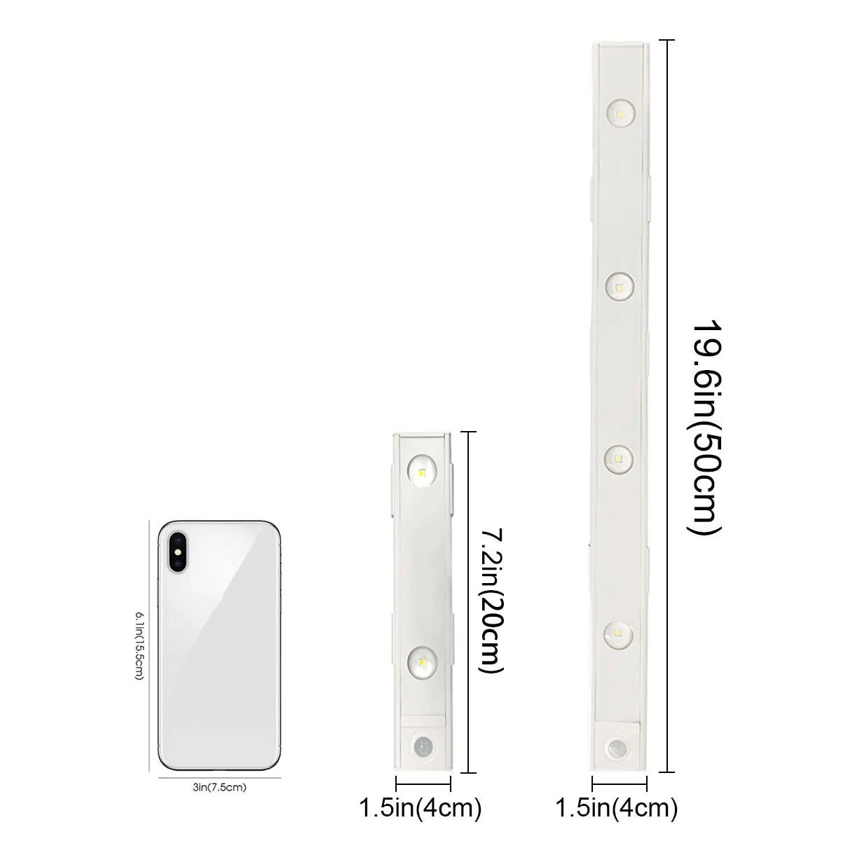 Lámpara LED inalámbrica con sensor de movimiento, recargable por USB, con 3 colores ajustables, ideal para cocinas, armarios, dormitorios y escaleras.