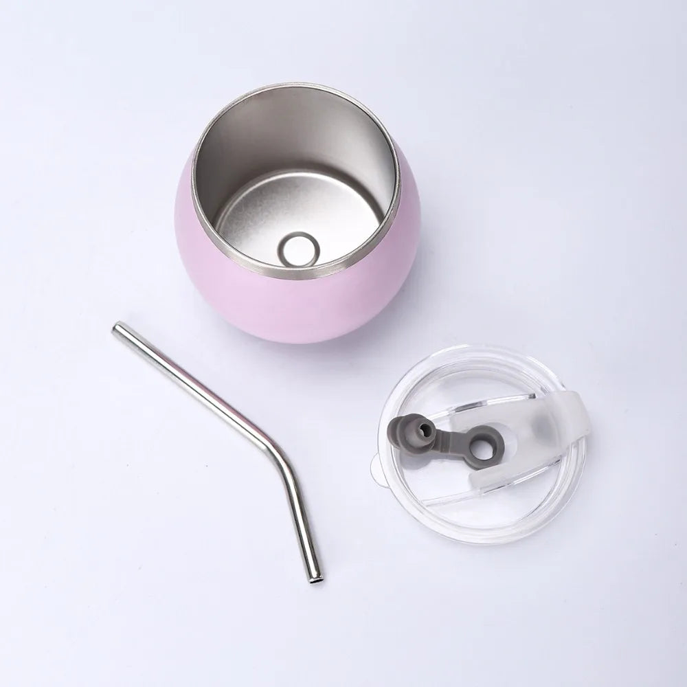 Mini Double Wall Argentine Yerba Mate Cup with Straw and Lid 5oz Portable Egg Cup Stainless Steel Insulated Cups Gift