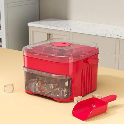 Máquina de hielo de 50 cubitos con tapa de fácil presión, máquina de hielo de doble capa, refrigerador, almacenamiento de hielo doméstico.