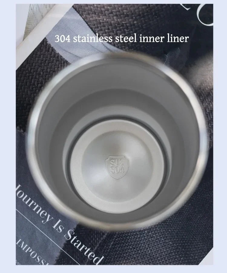 JUSTINLAU 600/900ml Insulated Cup Stainless Steel Vacuum Flasks with Magnetic Straw Cap Portable Outdoor Travel Car Ice Tumbler