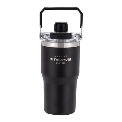 JUSTINLAU 600/900ml Insulated Cup Stainless Steel Vacuum Flasks with Magnetic Straw Cap Portable Outdoor Travel Car Ice Tumbler