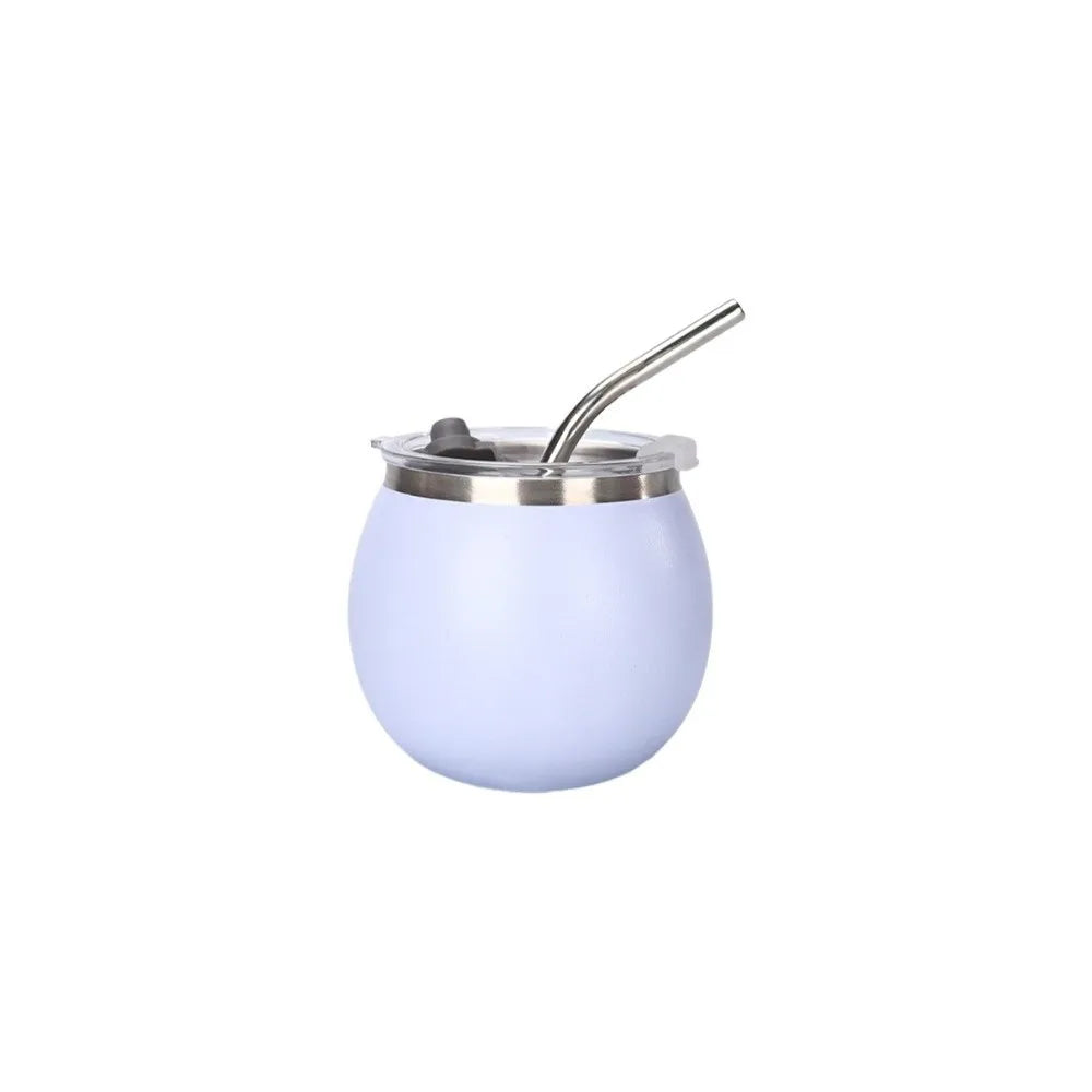 Mini Double Wall Argentine Yerba Mate Cup with Straw and Lid 5oz Portable Egg Cup Stainless Steel Insulated Cups Gift