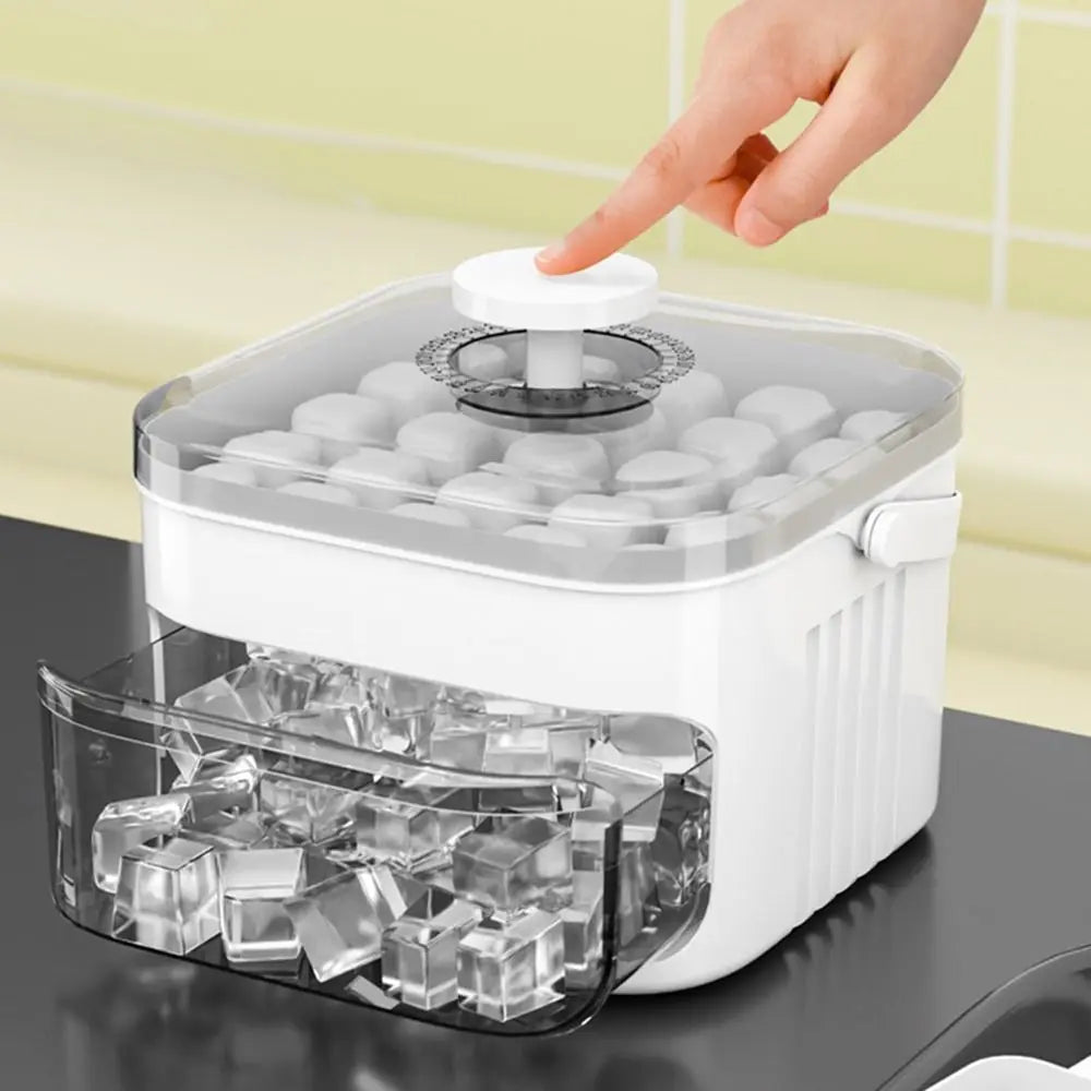 Máquina de hielo de 50 cubitos con tapa de fácil presión, máquina de hielo de doble capa, refrigerador, almacenamiento de hielo doméstico.