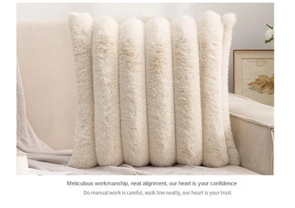 Single Sided Soft Rabbit Velvet Pillow Cover Sofa Cushion Waist Cover Winter Warm Fluffy Sleeping Simple Decorative Pillowcase