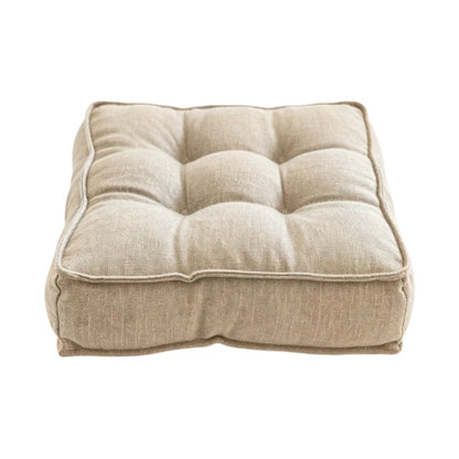 Comfortable Linen-Look Bread Seat Cushion 9-Hole Tufted Thickened Easy Clean Dirt-Resistant Chair Pad for Sofa Office Floor