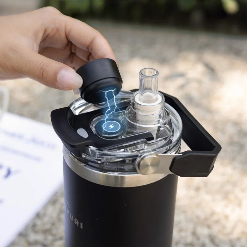JUSTINLAU 600/900ml Insulated Cup Stainless Steel Vacuum Flasks with Magnetic Straw Cap Portable Outdoor Travel Car Ice Tumbler