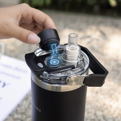 JUSTINLAU 600/900ml Insulated Cup Stainless Steel Vacuum Flasks with Magnetic Straw Cap Portable Outdoor Travel Car Ice Tumbler