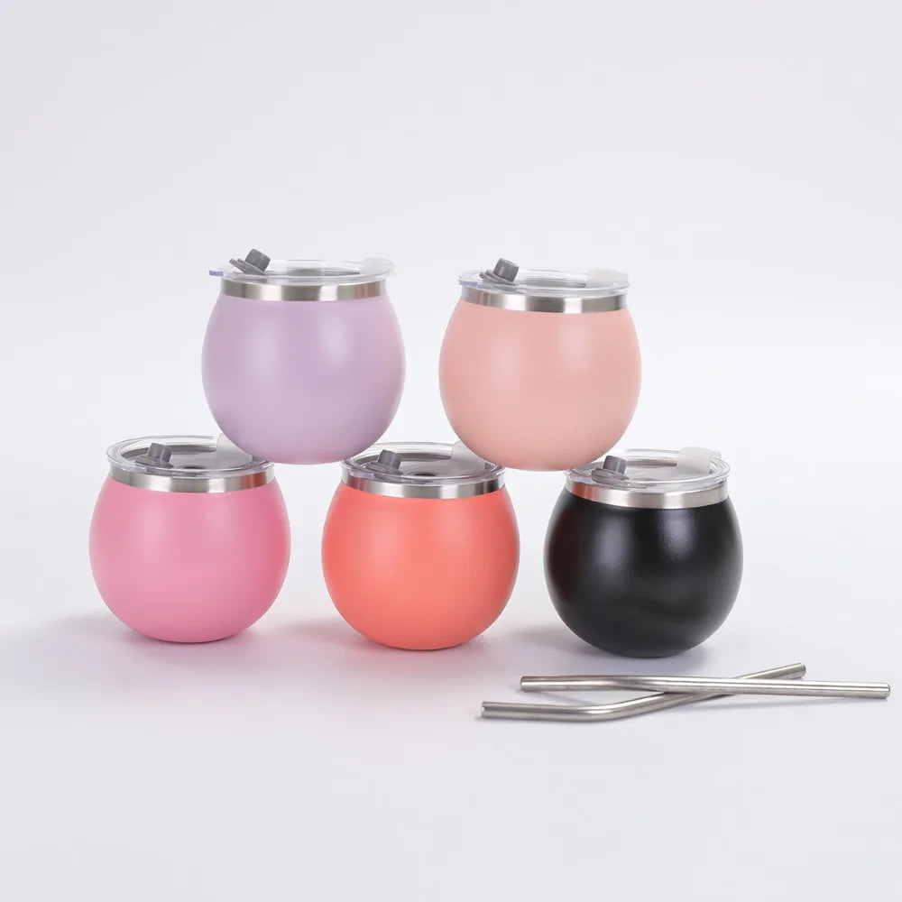 Mini Double Wall Argentine Yerba Mate Cup with Straw and Lid 5oz Portable Egg Cup Stainless Steel Insulated Cups Gift
