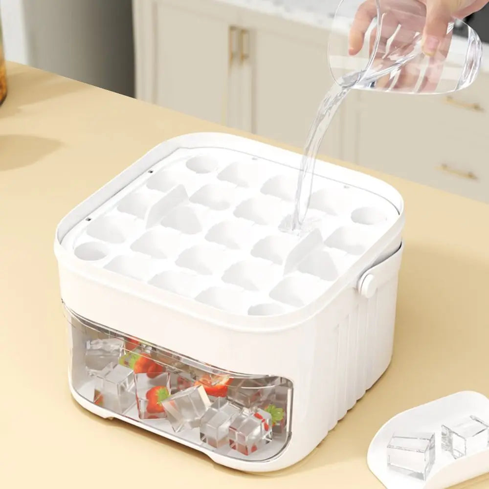 Máquina de hielo de 50 cubitos con tapa de fácil presión, máquina de hielo de doble capa, refrigerador, almacenamiento de hielo doméstico.