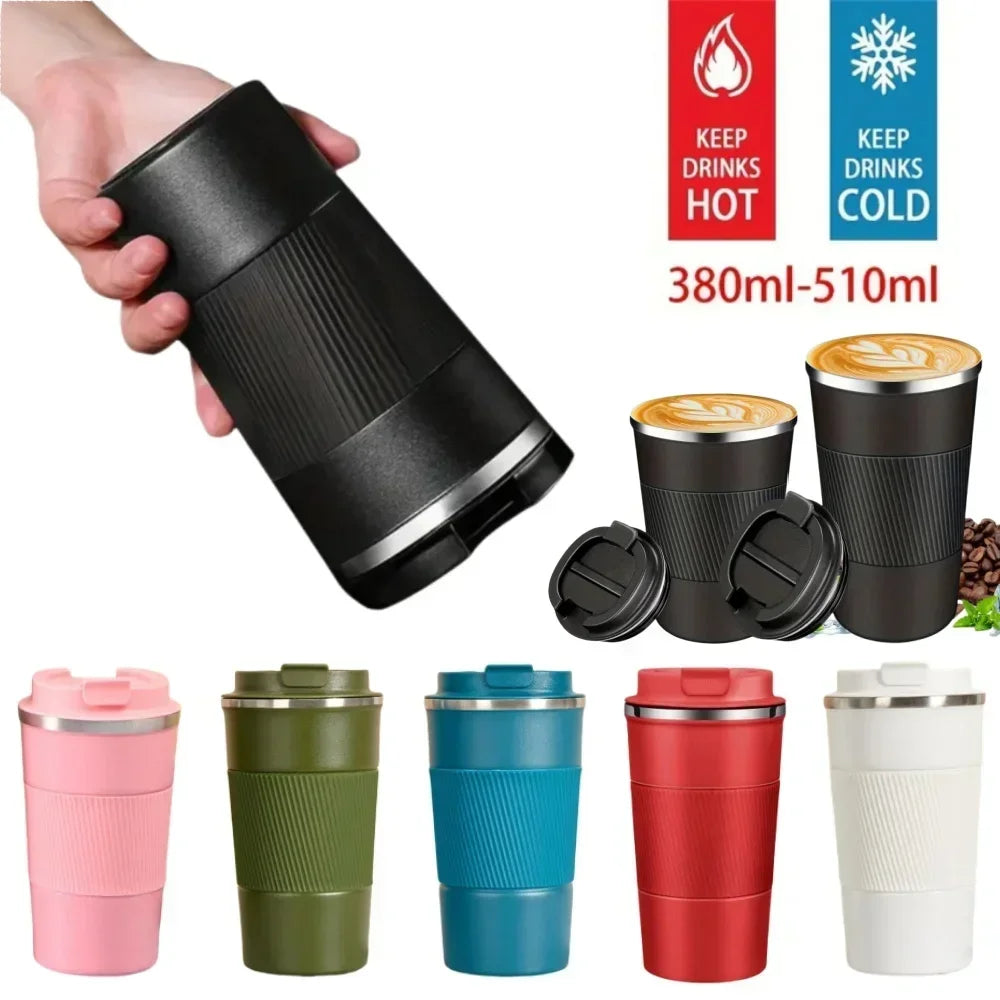 New Thermo Cafe Thermo Cup for Tea Water Coffee Double Stainless Steel 380/510ML  Coffee Mug Car Thermos Mug Leak_Proof Travel