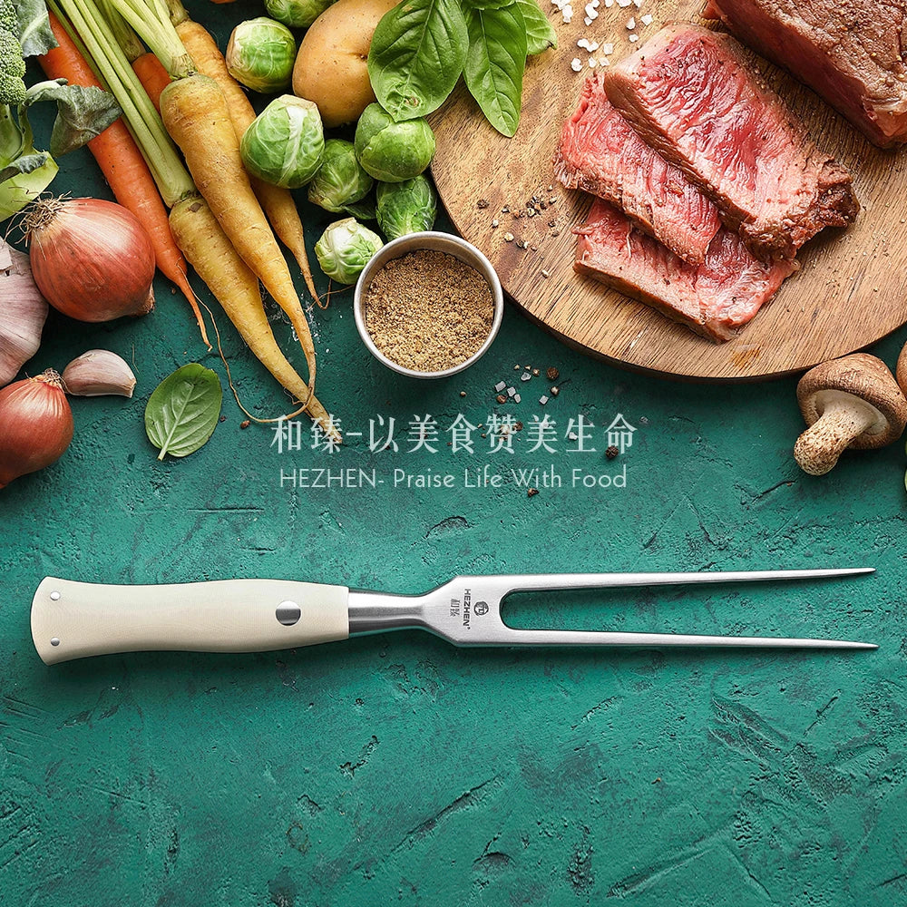 HEZHEN Elegant Series Meat Fork Barbecue Fork Kitchen Tools Kitchen Accessories G10 Handle BBQ Tools