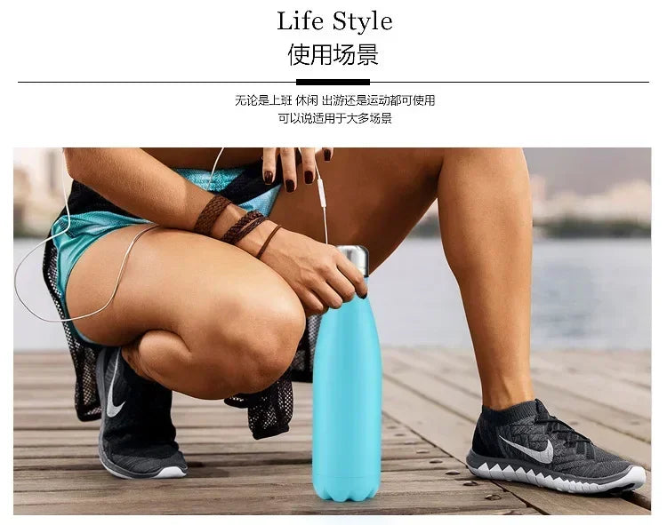 350/500/750/1000ml 304 Stainless Steel Vacuum Flask Double Wall Water Bottle Leak-proof Thermos Bottle Sports Fitness Bottle