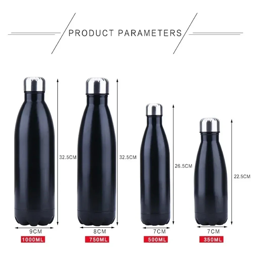 350/500/750/1000ml 304 Stainless Steel Vacuum Flask Double Wall Water Bottle Leak-proof Thermos Bottle Sports Fitness Bottle