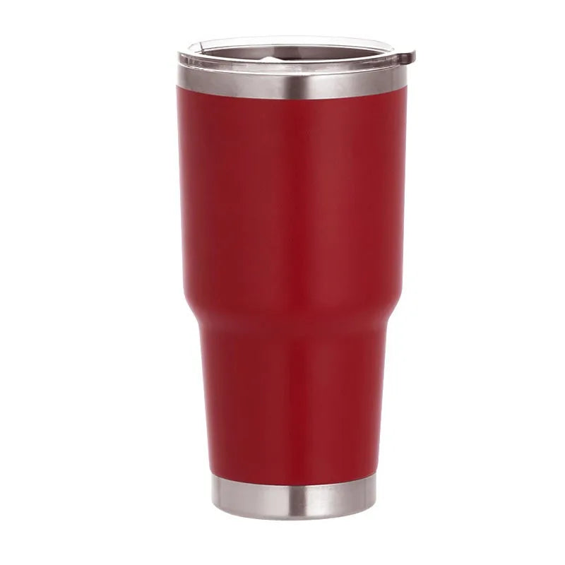 1 30oz Car Cup, Car Thermos Cup with Sealed Sliding Lid, Coffee Cup, Office Cup, Gift Cup, Cold-Keeping Cup, Snowman Cup, Powder Coating for Added Safety, Dishwasher Safe