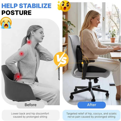 Ergonomic Memory Foam Lumbar Support Cushion Back Pain Relief for Office Chair Car Seat Long Sitting Comfort Daily Use
