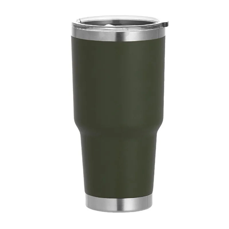 1 30oz Car Cup, Car Thermos Cup with Sealed Sliding Lid, Coffee Cup, Office Cup, Gift Cup, Cold-Keeping Cup, Snowman Cup, Powder Coating for Added Safety, Dishwasher Safe