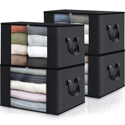 Organizadores de almacenamiento de ropa de gran capacidad, contenedores plegables para mantas, ideales para organizar el armario del dormitorio.