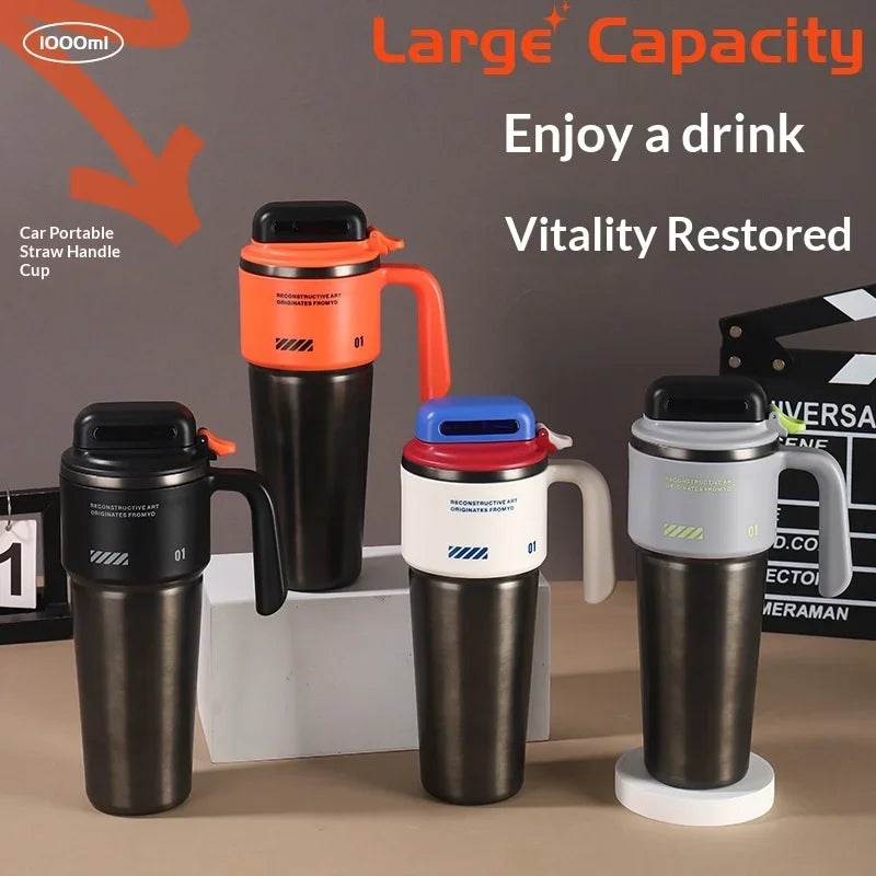 Robo-Armor Portable Insulated Cup Sport Mode Quick-Open Straw Car Ice Maker Travel Tumbler