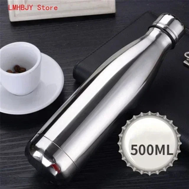 350/500/750/1000ml 304 Stainless Steel Vacuum Flask Double Wall Water Bottle Leak-proof Thermos Bottle Sports Fitness Bottle