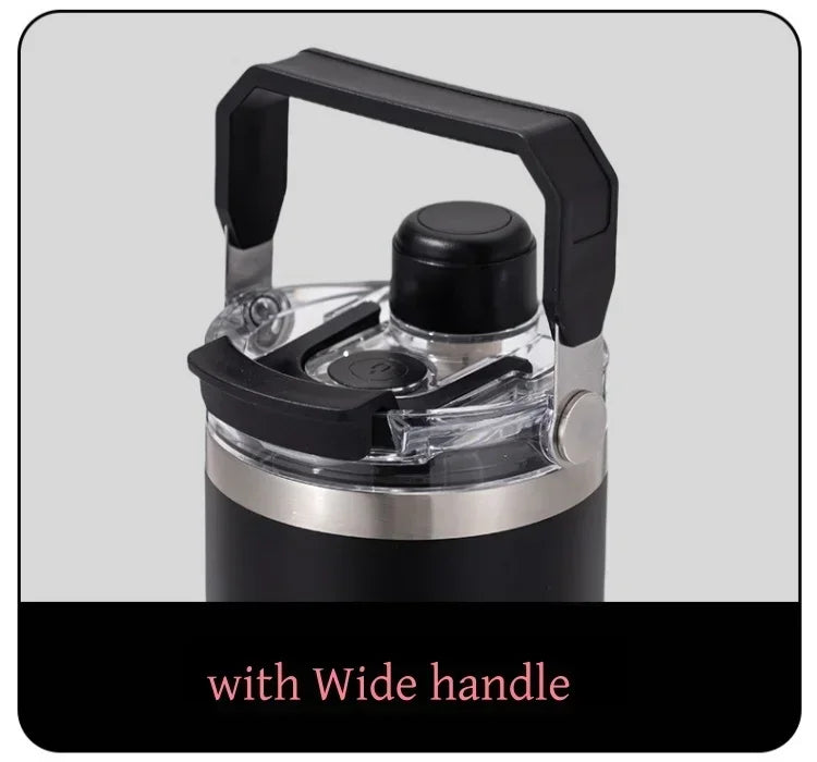 JUSTINLAU 600/900ml Insulated Cup Stainless Steel Vacuum Flasks with Magnetic Straw Cap Portable Outdoor Travel Car Ice Tumbler