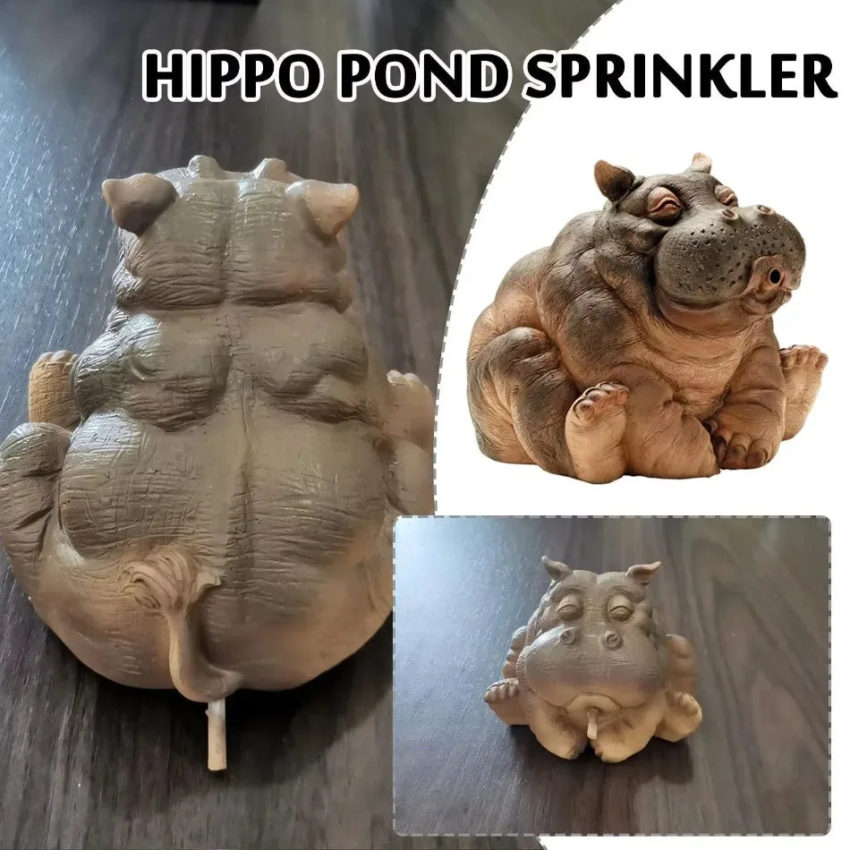 New Resin Garden Fountains Hanna The Hippo African Decor Piped Pond Spitter Statue Water Feature 10 Inch Polyresin Full Color