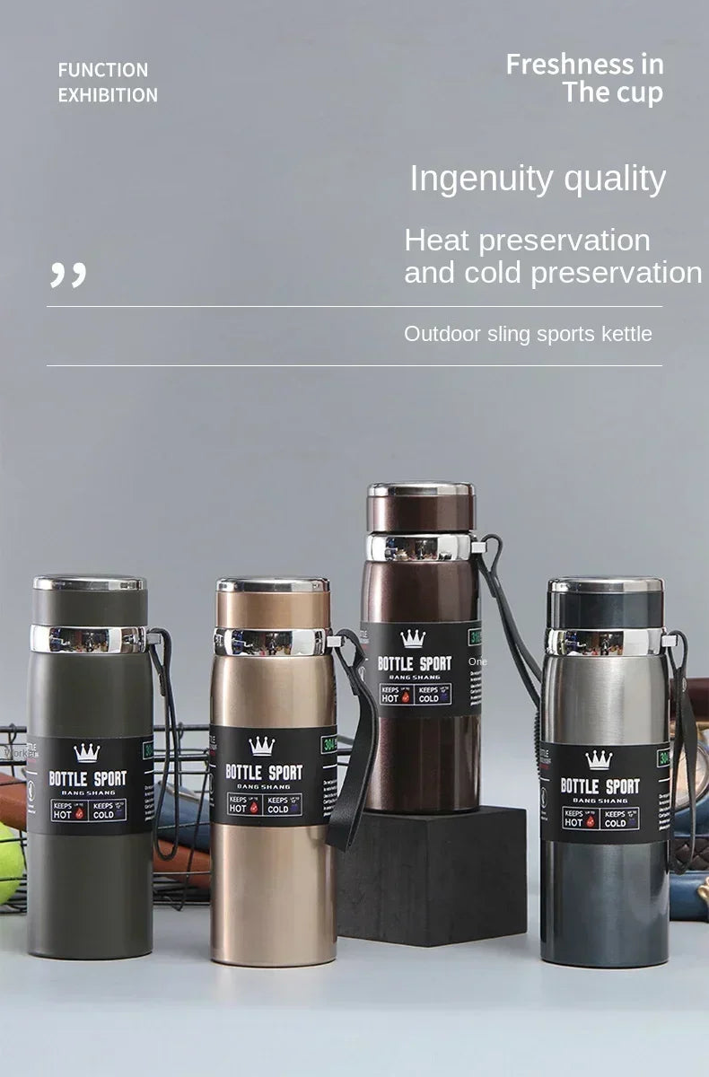 800ML Double Wall Stainles Steel Water Bottle Thermos Bottle Keep Hot and Cold Insulated Vacuum Flask for Sport