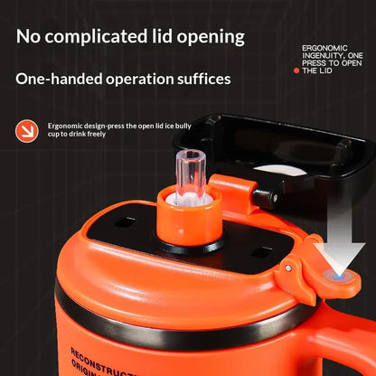 Robo-Armor Portable Insulated Cup Sport Mode Quick-Open Straw Car Ice Maker Travel Tumbler