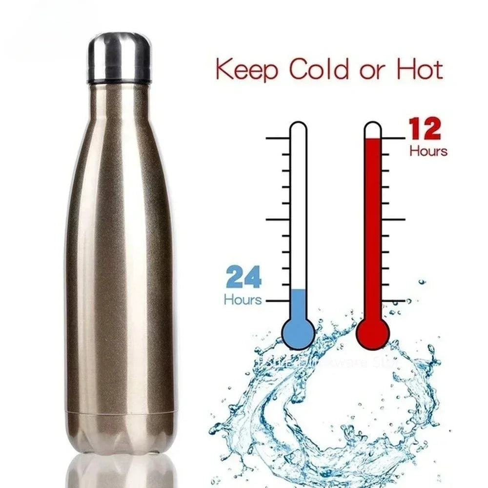 350/500/750/1000ml 304 Stainless Steel Vacuum Flask Double Wall Water Bottle Leak-proof Thermos Bottle Sports Fitness Bottle