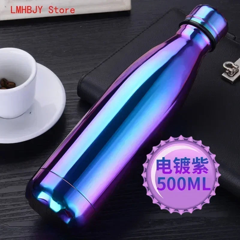 350/500/750/1000ml 304 Stainless Steel Vacuum Flask Double Wall Water Bottle Leak-proof Thermos Bottle Sports Fitness Bottle
